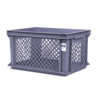 Lastpak Middelgrote fietskrat - stevig kunststof - geperforeerde bodem - grijs - 40x30x22 cm