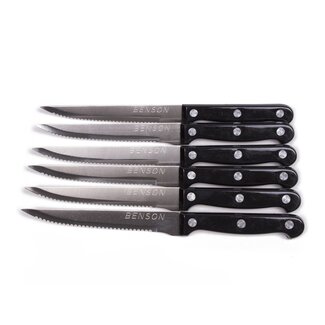 Benson Steakmessen Set - RVS - Zwart - 6 stuks