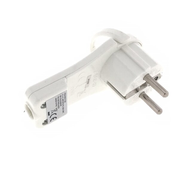 Benson Extra platte haakse stekker - ruimtebesparend - 8 mm dik - wit - randaarde