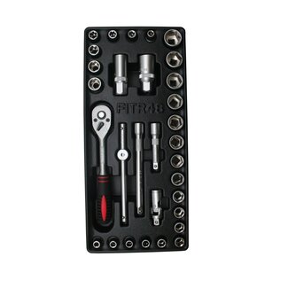 Benson Gevulde gereedschapswagen - 31-delige dopsleutelset - ABS kunststof bak - 180x380 mm Benson Gevulde gereedschapswagen - 31-delige dopsleutelset - ABS kunststof bak - 180x380 mm