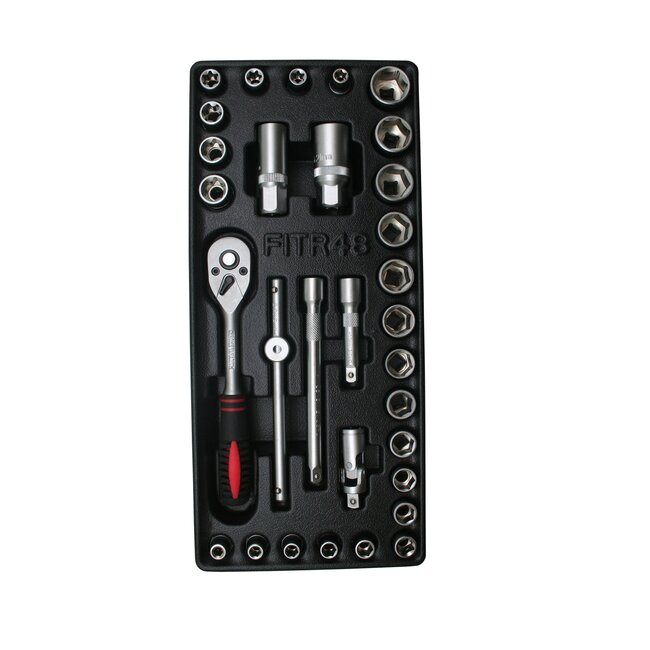 Benson Gevulde gereedschapswagen - 31-delige dopsleutelset - ABS kunststof bak - 180x380 mm