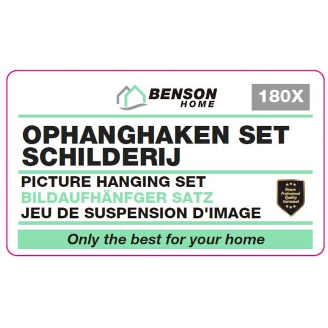 Benson Ophanghaken set - 180-delig - Inclusief fotohangers en koepelspijkers - Assortiment box