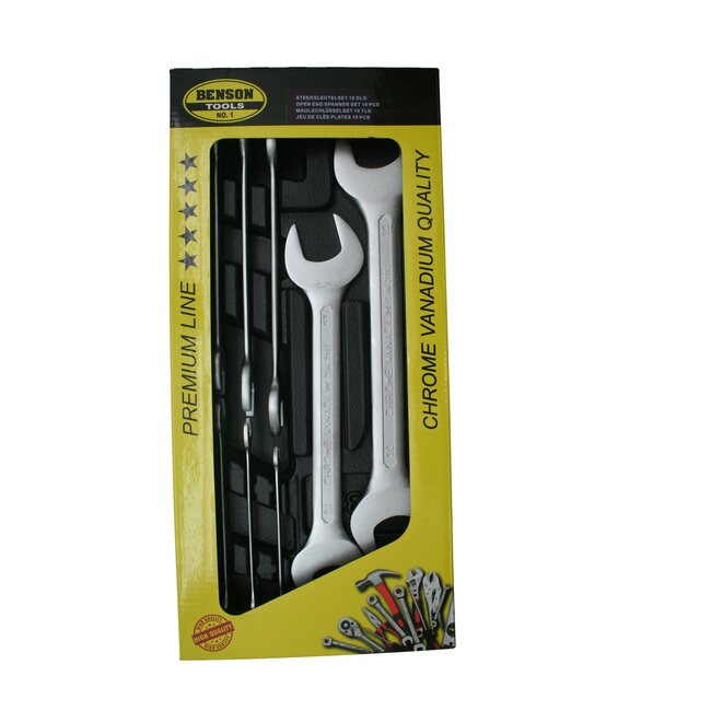 Benson Gevulde gereedschapswagen - 10-delige steeksleutelset - ABS kunststof bak - 180x380 mm