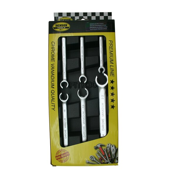 Benson Gevulde gereedschapswagen tray - 6-delige remsleutelset - ABS kunststof - 180x380 mm