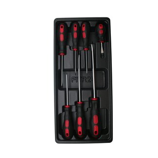 Benson Gevulde gereedschapswagen tray - 7 platte schroevendraaiers - chroom vanadium - ergonomische grip