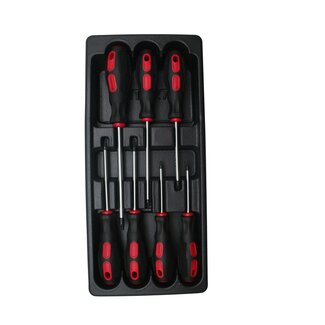 Benson Gevulde gereedschapswagen-tray - 7 torx schroevendraaiers - anti-slip handvat - chroomvanadium Benson Gevulde gereedschapswagen-tray - 7 torx schroevendraaiers - anti-slip handvat - chroomvanadium