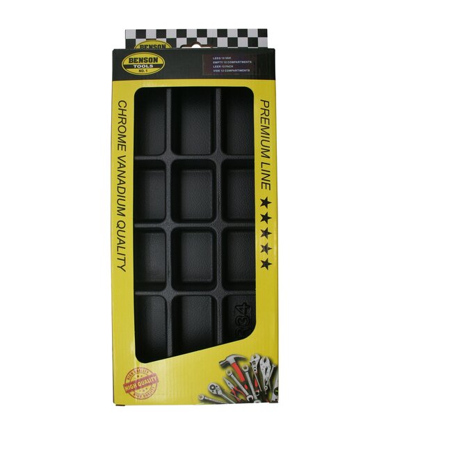 Benson 12-vaks tray voor gereedschap en onderdelen - kunststof - 38 x 17,5 x 4 cm