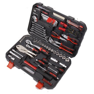 Hofftech Gevulde gereedschapskoffer - chroom vanadium - 84-delig - compleet en draagbaar