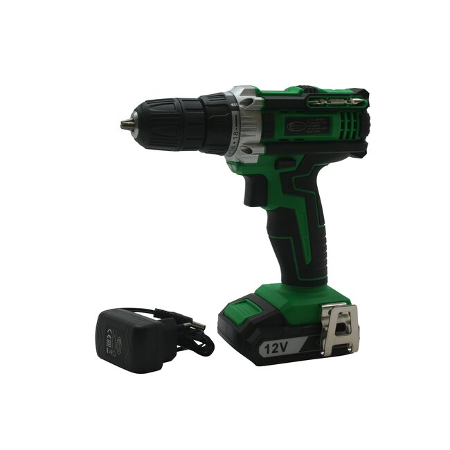 Hofftech Draadloze boormachine - 12V - LED-verlichting - Antislip handvat - 1,3 Ah Li-Ion accu