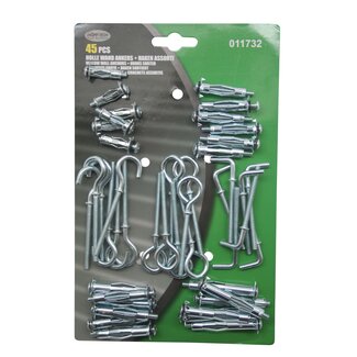 Hofftech Assortiment hollewand ankers en haken - 45-delig - diverse maten