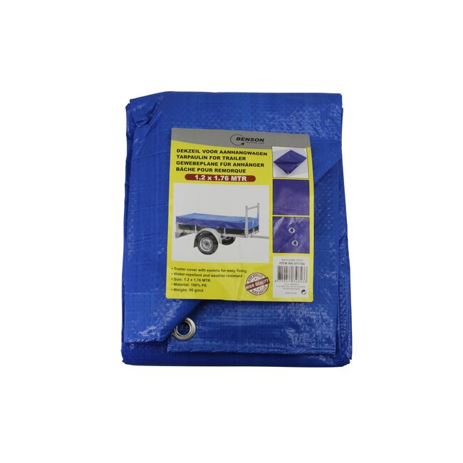 Benson Afdekzeil voor aanhanger - waterafstotend - 120 x 176 cm - blauw