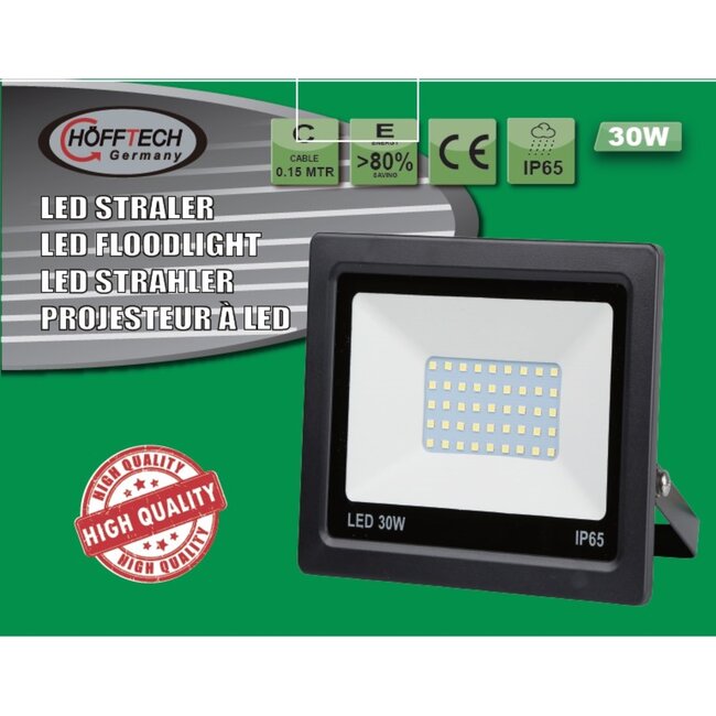 Hofftech Krachtige LED bouwlamp - 30W - IP65 - 2100 lumen - 6000K