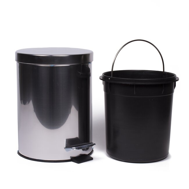 Benson Ronde pedaalemmer - RVS - vingerafdrukvrij - 5 liter - luxe uitstraling