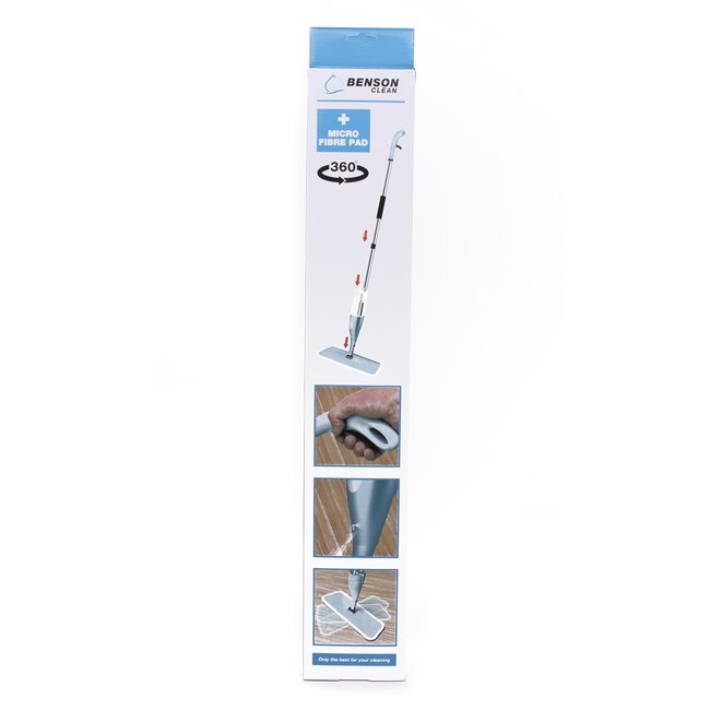 Benson Vloermop met sprayfunctie - microvezel doek - 360° roterende voet - lichtgewicht - geschikt voor harde vloeren