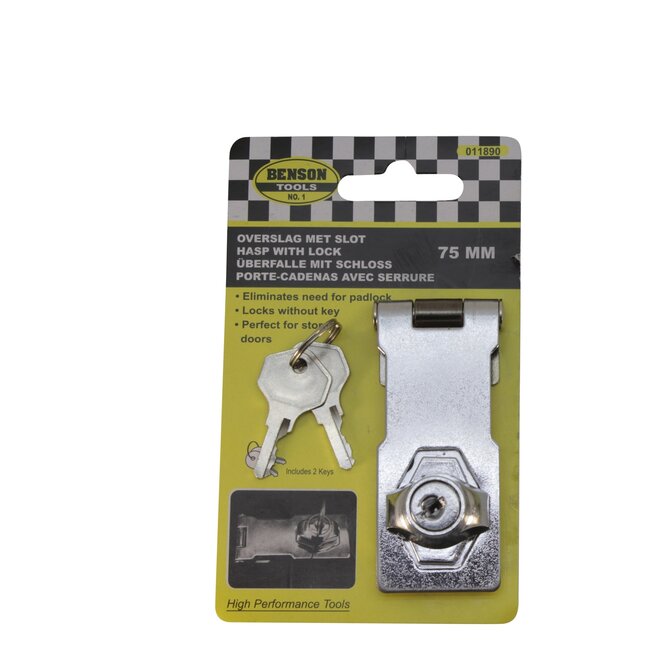 Benson Overslag met geïntegreerd slot - verchroomd staal - 75 mm - zilver