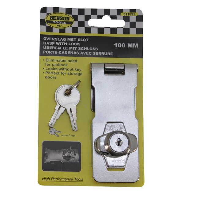 Benson Overvalslot met geïntegreerd slot - gehard staal - 100 mm - zilver