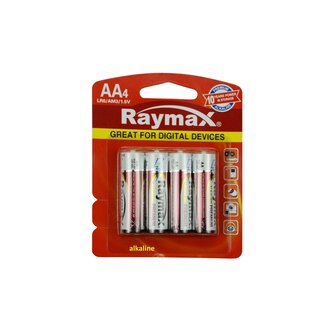 Raymax Krachtige AA batterijen - Alkaline - 4 stuks - Langdurige energie - 1.5V