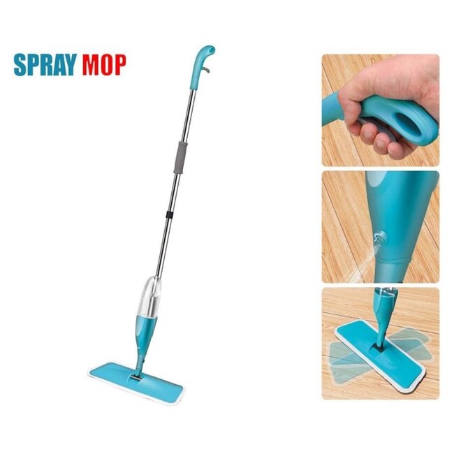 Benson Vloermop met sprayfunctie - microvezel doek - 360° roterende voet - lichtgewicht - geschikt voor harde vloeren