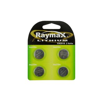 Raymax Lithium knoopcel CR2016 - 3V - 4 stuks - Veelzijdig gebruik