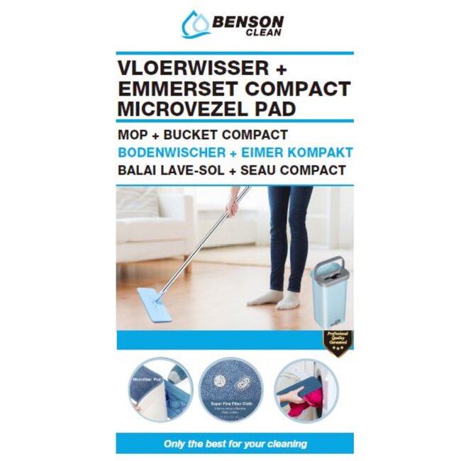 Benson Compacte vloerwisser set - Zelfreinigend - Inclusief microvezel pad - 5 liter