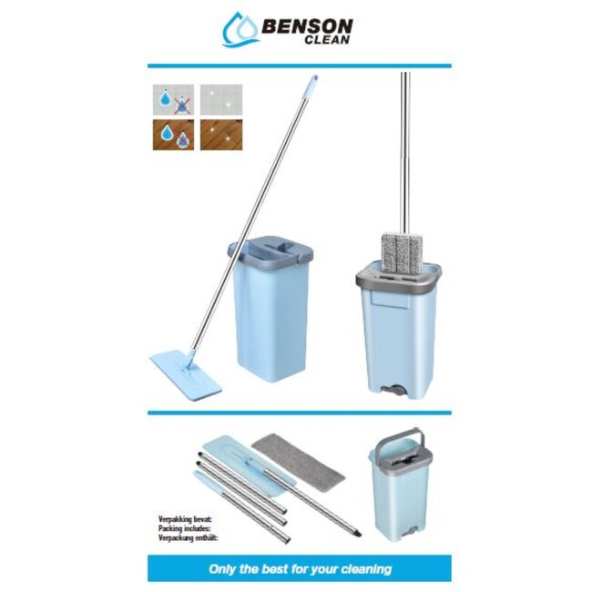 Benson Compacte vloerwisser set - Zelfreinigend - Inclusief microvezel pad - 5 liter