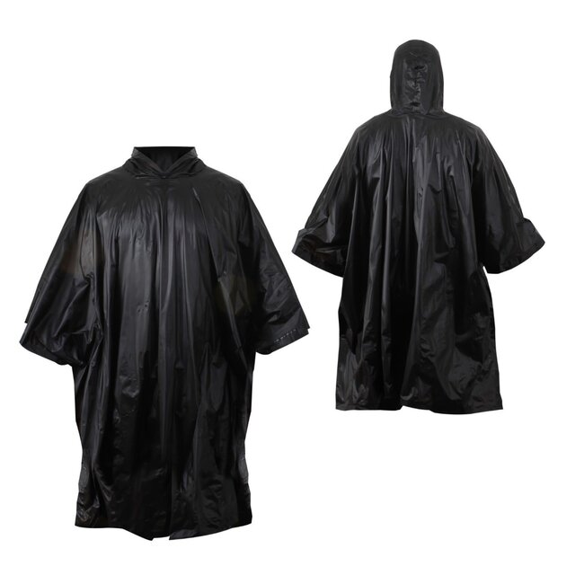 Benson Stijlvolle regenponcho met capuchon - lichtgewicht - universele maat - zwart
