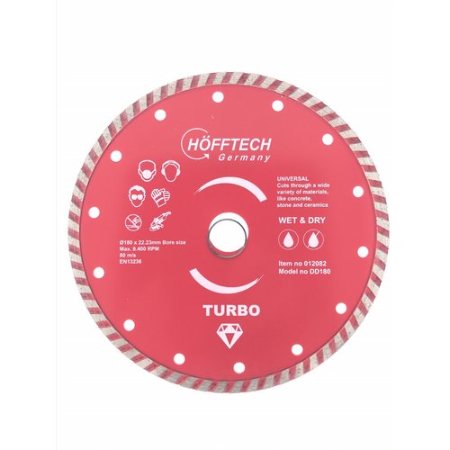 Hofftech Diamantschijf - Ø 180 x 22.23 mm Doorslijpschijf Nat - Droog Hofftech Diamantschijf - Ø 180 x 22.23 mm Doorslijpschijf Nat - Droog