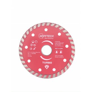 Hofftech Diamantschijf - Ø 115 mm - Nat en droog zagen - Voor beton en steen