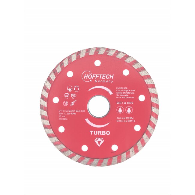Hofftech Diamantschijf - Ø 115 mm - Nat en droog zagen - Voor beton en steen
