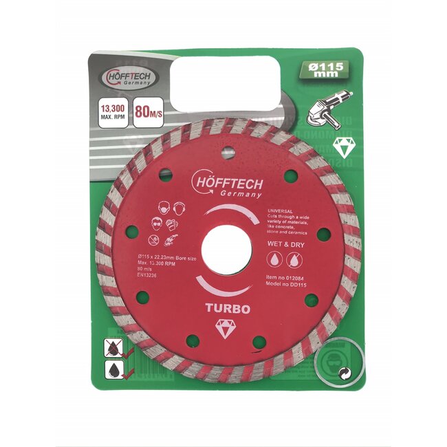 Hofftech Diamantschijf - Ø 115 mm - Nat en droog zagen - Voor beton en steen