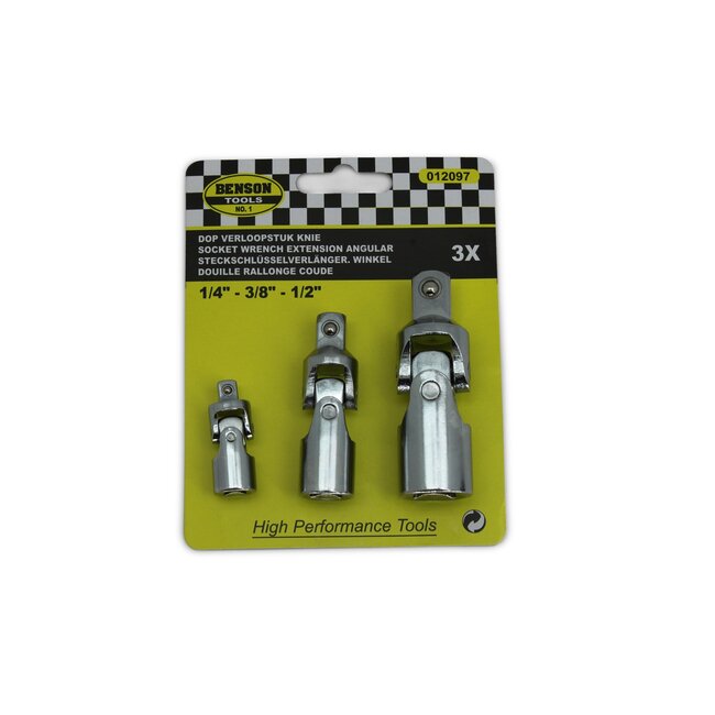 Benson Verloop knie set - 3 delig - verchroomd gehard staal - 360 graden draaibaar - grijs