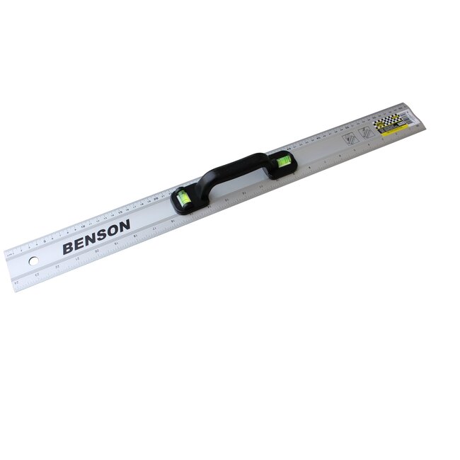Benson Aluminium liniaal met waterpas en handvat - 60 cm