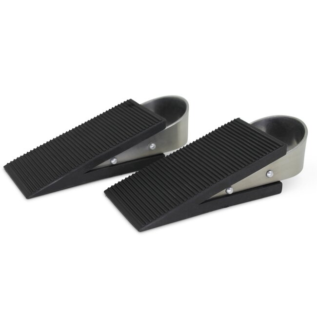 Benson Rubberen deurstopper - wigmodel - RVS beugel - set van 2 - 3 cm hoog