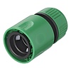 Pro Plus Slangkoppeling met Waterstop - Kunststof - voor 1/2 inch en 5/8 inch Tuinslangen - Groen - Universeel Pro Plus Slangkoppeling met Waterstop - Kunststof - voor 1/2 inch en 5/8 inch Tuinslangen - Groen - Universeel