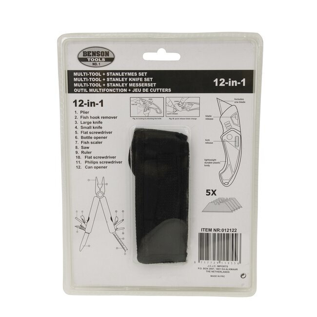 Benson Multitool en stanleymes - Inclusief reservemesjes - Compact en veelzijdig