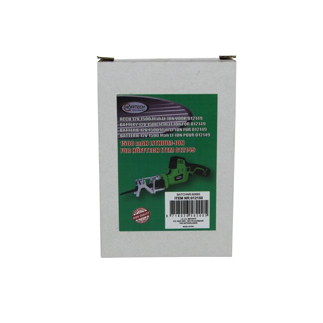 Hofftech Extra accu voor snoeizaag - 12V - 1.5A - draadloos - reserve voor continu gebruik