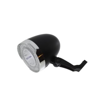 Benson Compacte LED fietskoplamp - zwart/chroom - 15 meter zicht - 1000 meter zichtbaar - inclusief batterijen