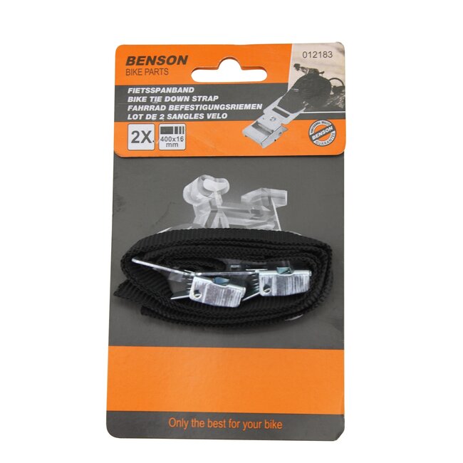Benson Fietsriempjes met metalen gesp - 40 cm - 2 stuks - zwart