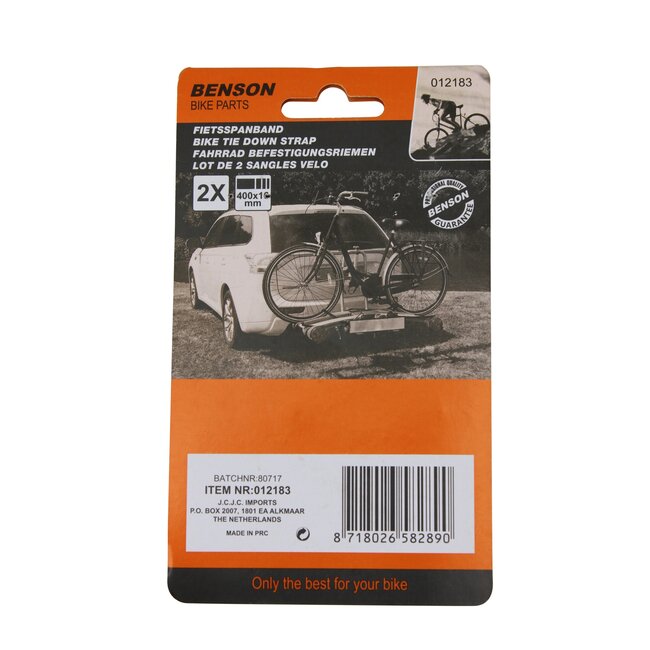 Benson Fietsriempjes met metalen gesp - 40 cm - 2 stuks - zwart