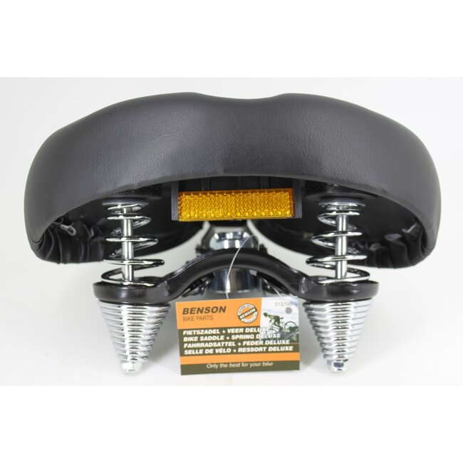 Benson Classic retro fietszadel - waterdicht kunstleer - 26 x 25 cm - zwart