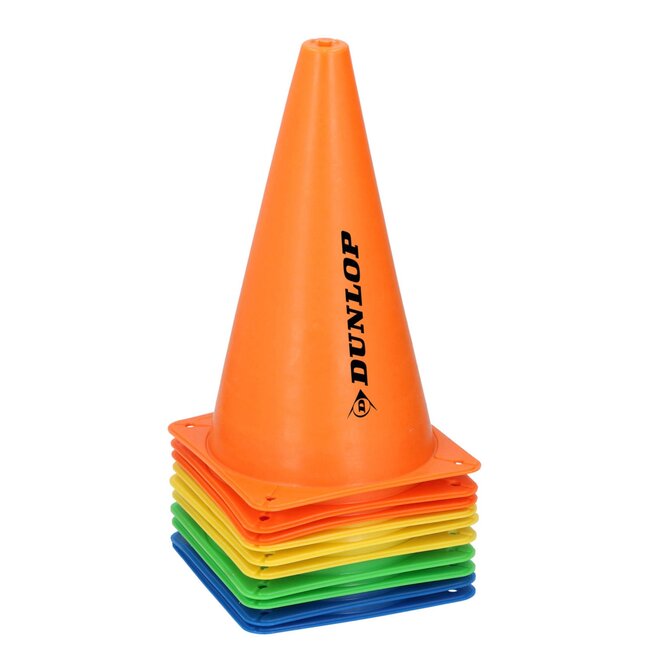 Dunlop Mini Pionnen/Cones Ø14 cm - Kleurrijke Set van 10 voor Diverse Sporten