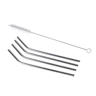Benson Herbruikbare RVS rietjes - 21 cm - Afwasbaar - 4 stuks - Inclusief afwasborstel