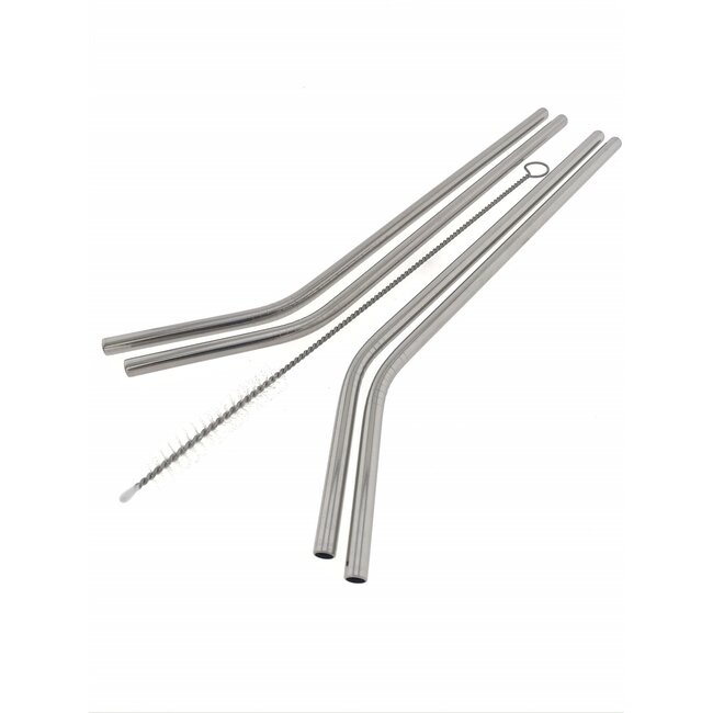 Benson Herbruikbare RVS rietjes - 21 cm - Afwasbaar - 4 stuks - Inclusief afwasborstel