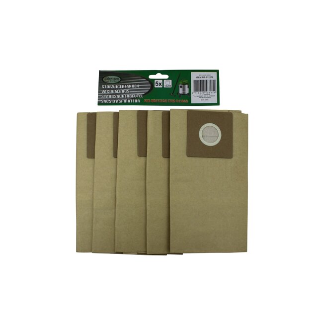 Hofftech Stofzuigerzakken - 5 stuks - 12 liter - voor nat- en droogzuigers - 1200 watt