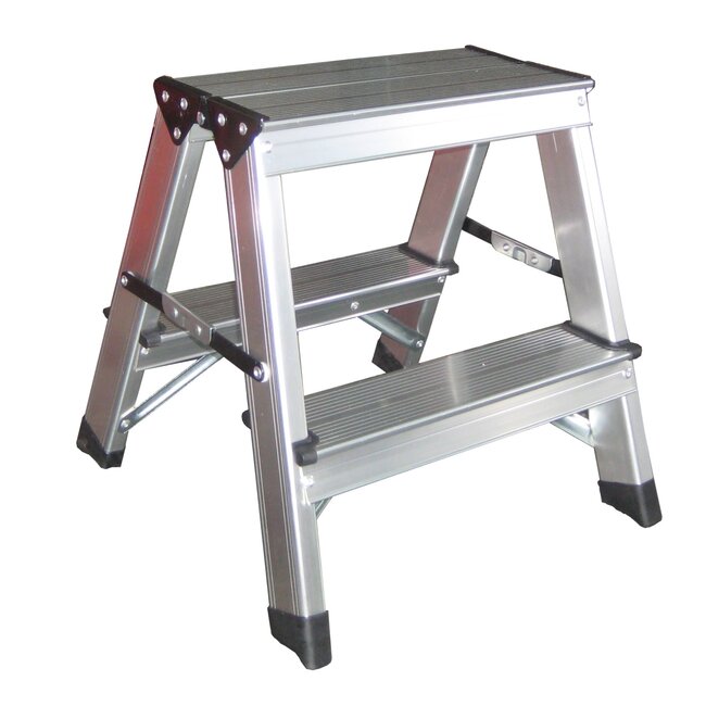 Benson Dubbele huishoudtrap - aluminium - 2 x 2 treden - anti-slip - 150 kg
