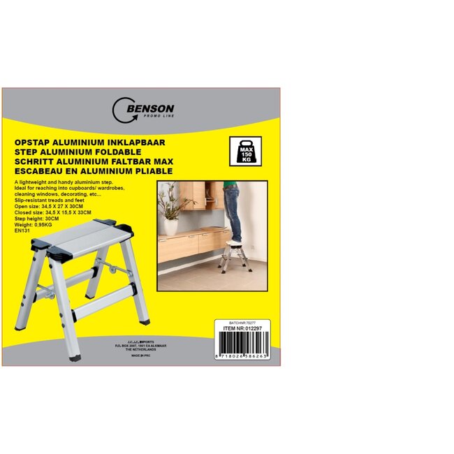 Benson Opvouwbare aluminium opstapkruk - antislip - max 150 kg