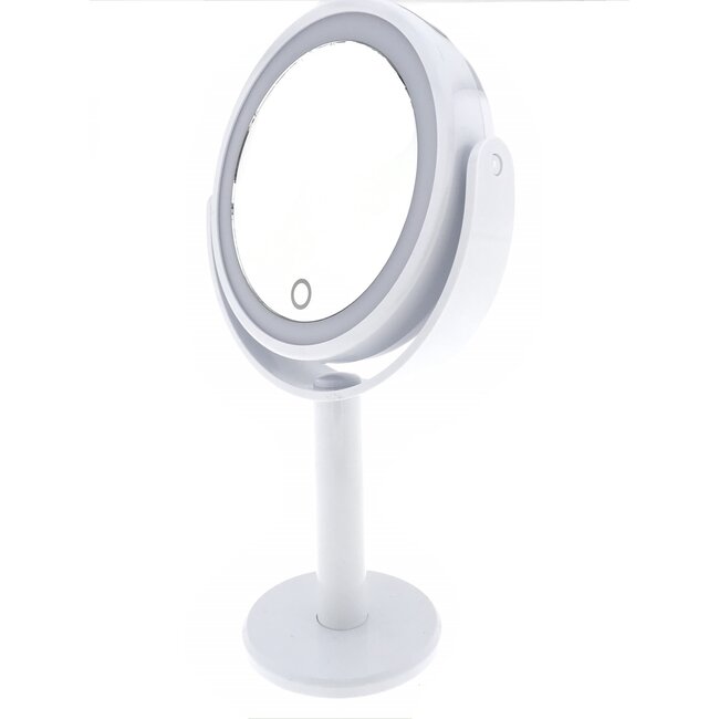 Benson Make-up spiegel met LED-ring - touch dimmer - 360° draaibaar - 1x/5x vergroting - wit