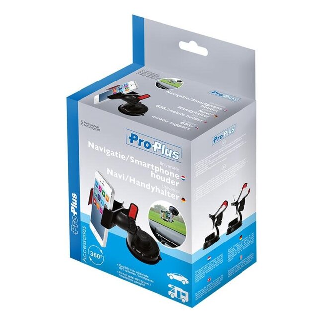 ProPlus Universele smartphonehouder - 360 graden draaibaar - Zuignap bevestiging - Zwart - 4,5 tot 10,5 cm