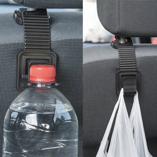 ProPlus Multifunctionele hanger voor autohoofdsteun - zwart - eenvoudig te installeren - compacte afmetingen