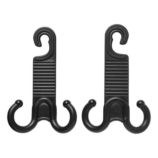 ProPlus Dubbele hoofdsteun hangers - multifunctioneel - zwart - set van 2
